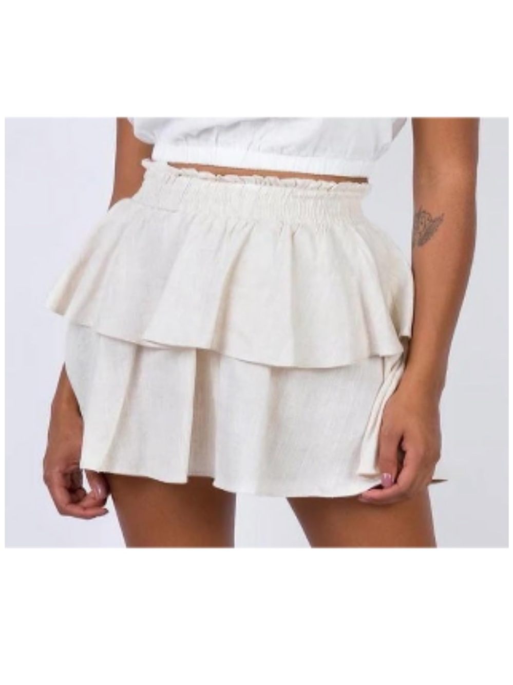 Princess Polly Cream Tiered Ruffle Mini Skirt